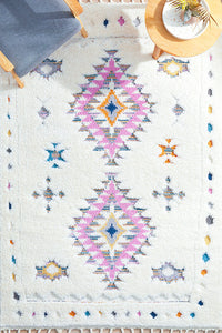 Thumbnail for Layla White and Multi Colour Bohemian Rectangle Rug