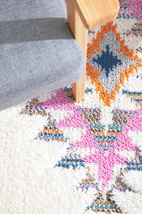 Thumbnail for Layla White and Multi Colour Bohemian Rectangle Rug