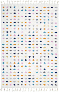 Thumbnail for Polka White and Multi Colour Bohemian Rectangle Rug