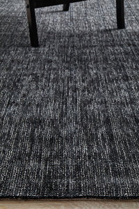 Thumbnail for Azure Modern Black Silky Viscose and Polyester Rectangle Rug