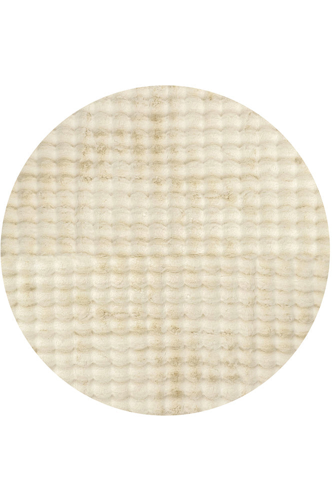 Bubble Natural Super Soft Modern Plush Machine Washable Round Rug