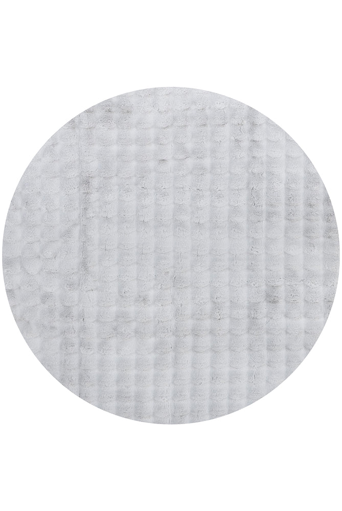 Bubble Silver Super Soft Modern Plush Machine Washable Round Rug