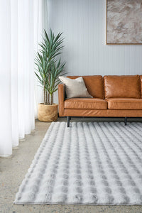 Thumbnail for Bubble Silver Grey Super Soft Modern Plush Machine Washable Polyester Rug