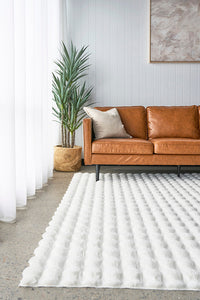 Thumbnail for Bubble White Super Soft Modern Plush Machine Washable Polyester Rug