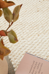 Thumbnail for Indi Hive White Jute Modern Hand Loomed Rectangle Rug