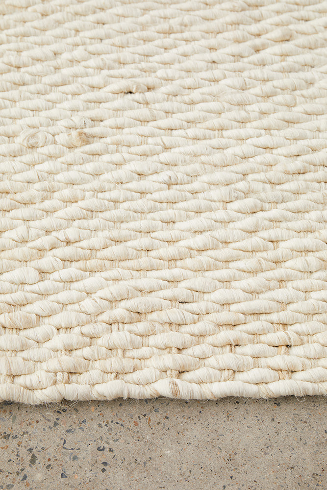 Indi Hive White Jute Modern Hand Loomed Rectangle Rug