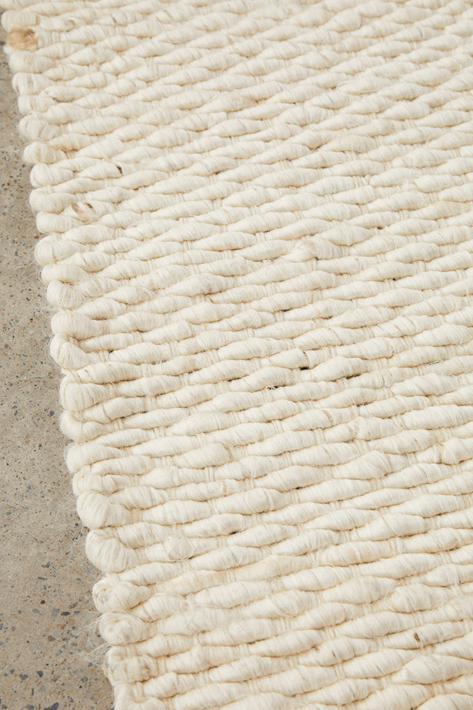 Indi Hive White Jute Modern Hand Loomed Rectangle Rug