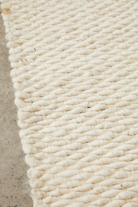 Thumbnail for Indi Hive White Jute Modern Hand Loomed Rectangle Rug