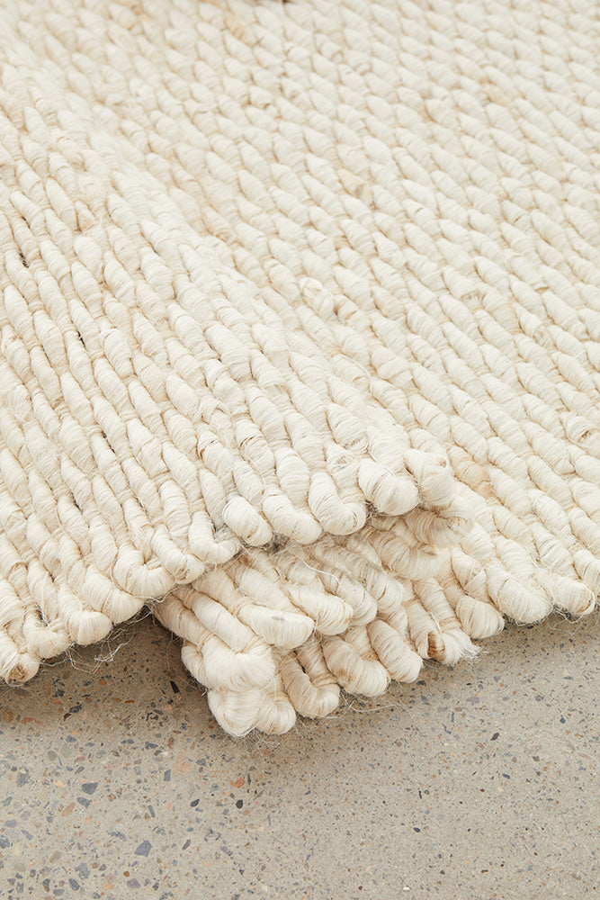 Indi Hive White Jute Modern Hand Loomed Rectangle Rug