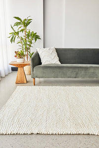 Thumbnail for Indi Hive White Jute Modern Hand Loomed Rectangle Rug