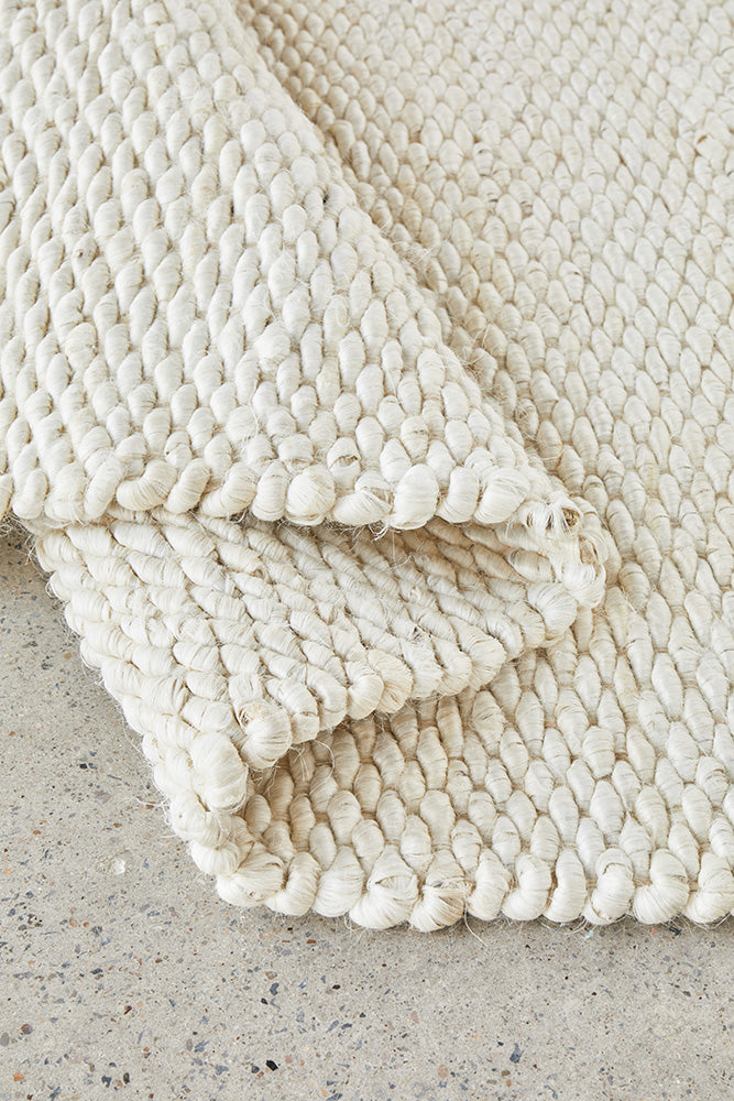 Indi Hive White Jute Modern Hand Loomed Rectangle Rug