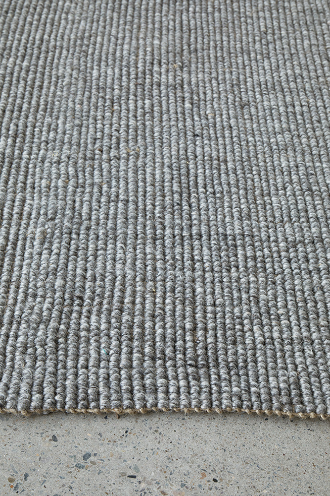 Harlow Charcoal Wool and Jute Modern Rectangle Rug