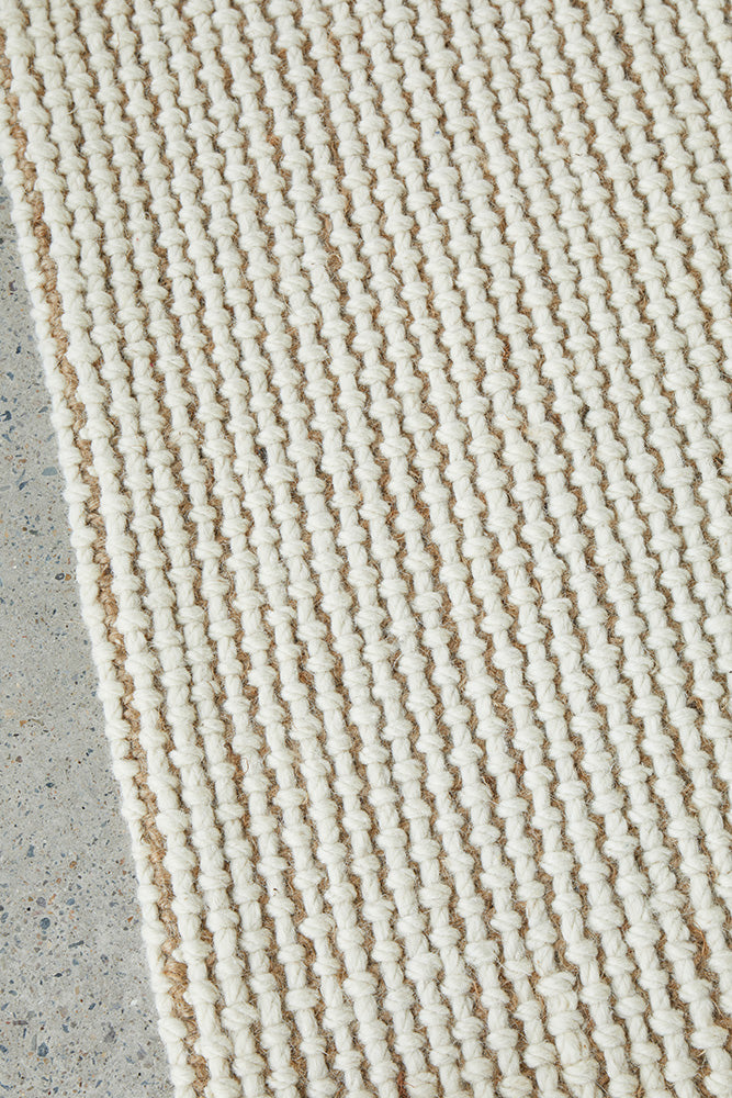 Harlow Cream Wool and Jute Modern Rectangle Rug