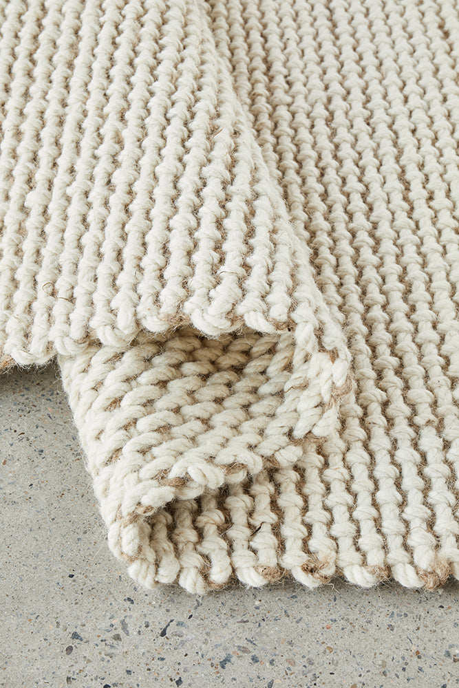 Harlow Cream Wool and Jute Modern Rectangle Rug