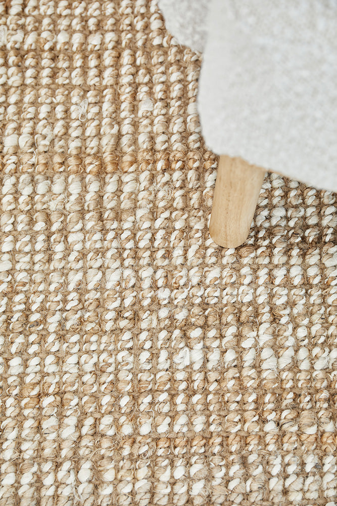 Harlow Natural and White Modern Jute and Wool Rectangle Rug