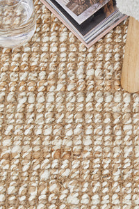 Thumbnail for Harlow Natural and White Modern Jute and Wool Rectangle Rug