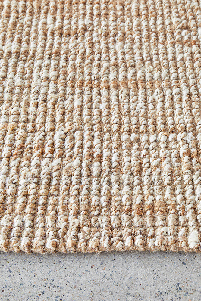 Harlow Natural and White Modern Jute and Wool Rectangle Rug