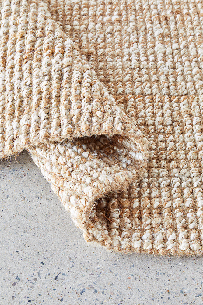 Harlow Natural and White Modern Jute and Wool Rectangle Rug