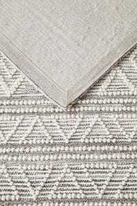 Thumbnail for Zena Tribal Light Grey & White Wool Rug