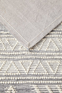 Thumbnail for Zena Tribal Grey & White Patterned Rug