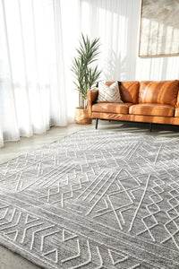 Thumbnail for Zara Tribal Grey Wool Flatweave Rug