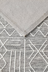 Thumbnail for Zara Tribal Grey Wool Flatweave Rug