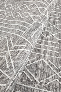 Thumbnail for Zara Tribal Grey Wool Flatweave Rug