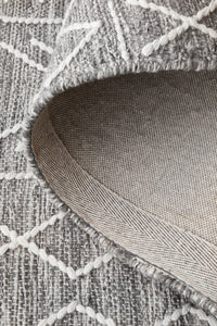 Thumbnail for Zara Tribal Grey Wool Flatweave Rug