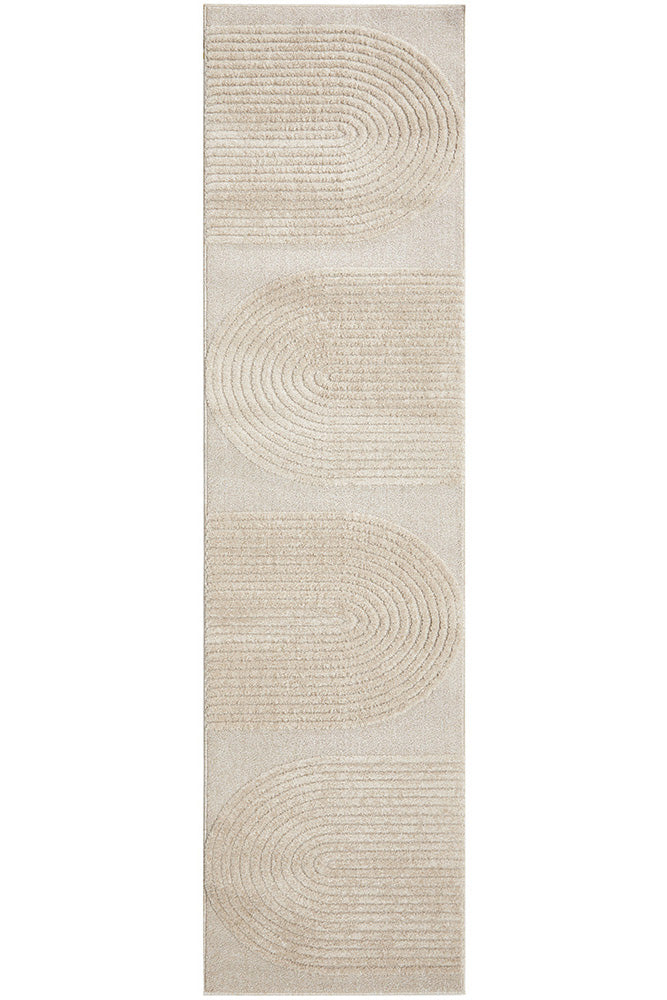 Lotus Abbey Beige Modern Arch Pattern Hallway Runner Rug