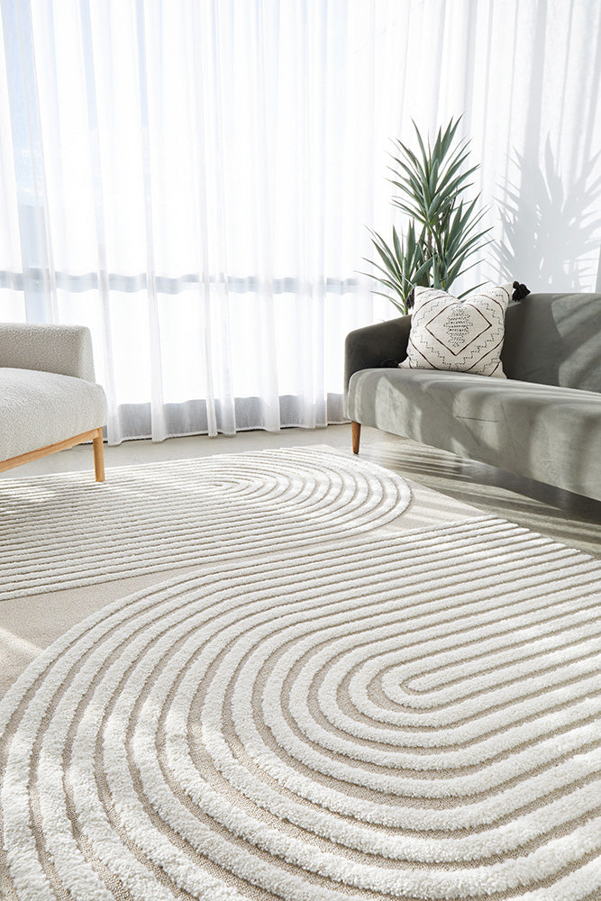 Lotus Abbey Beige and Ivory Modern Arch Pattern Rug