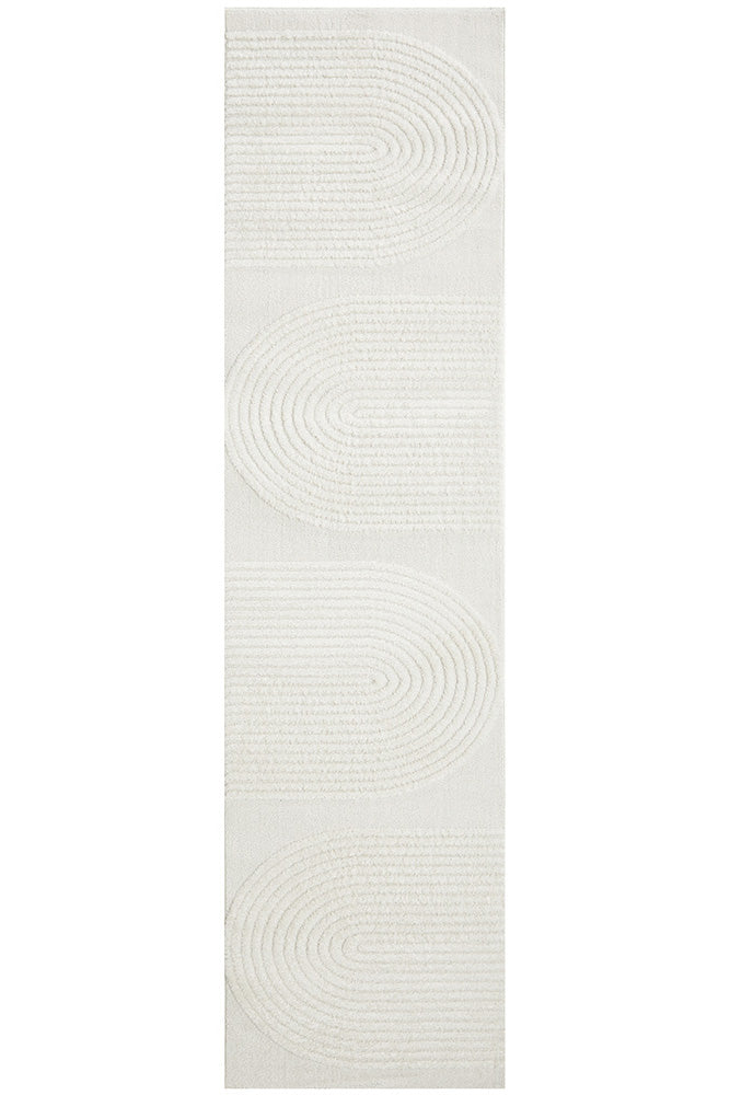 Lotus Abbey White Modern Arch Pattern Hallway Runner Rug