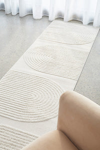 Thumbnail for Lotus Abbey White Modern Arch Pattern Hallway Runner Rug