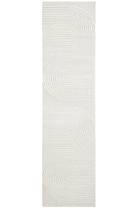 Thumbnail for Lotus Abbey White Modern Arch Pattern Hallway Runner Rug