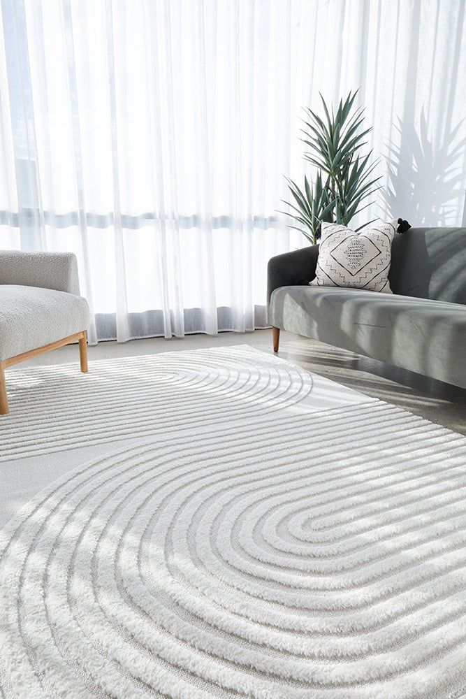 Lotus Abbey White Modern Arch Pattern Rug