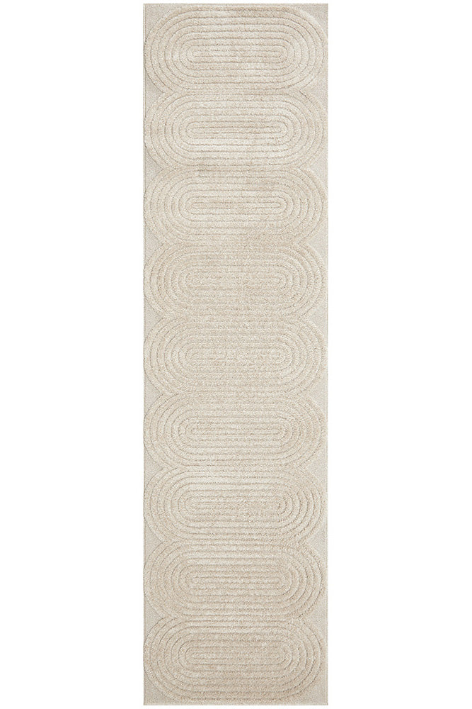 Lotus Carl Beige Modern Curved Oval Pattern Rectangle Rug