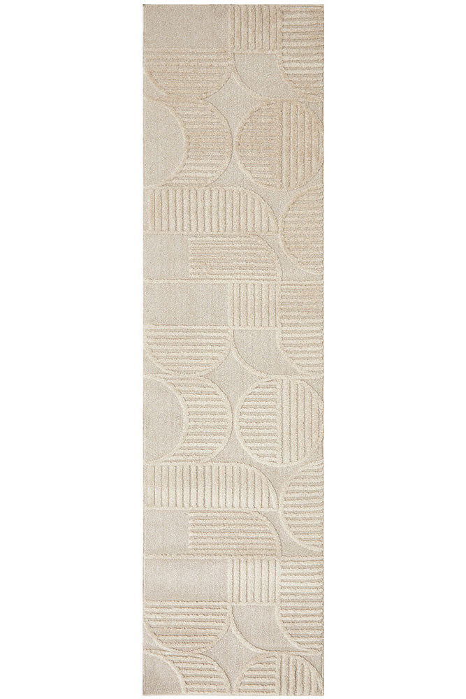 Lotus Leo Natural Beige Modern Geometric Pattern Hallway Runner Rug