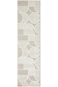 Thumbnail for Lotus Leo Natural and Ivory Modern Geometric Pattern Hallway Runner Rug