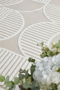 Thumbnail for Lotus Leo Natural and Ivory Modern Geometric Pattern Hallway Runner Rug