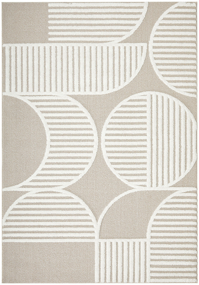 Lotus Leo Natural and Ivory Modern Geometric Pattern Rectangle Rug