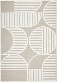 Thumbnail for Lotus Leo Natural and Ivory Modern Geometric Pattern Rectangle Rug