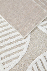 Thumbnail for Lotus Leo Natural and Ivory Modern Geometric Pattern Rectangle Rug