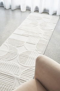 Thumbnail for Lotus Leo White Modern Geometric Pattern Hallway Runner Rug