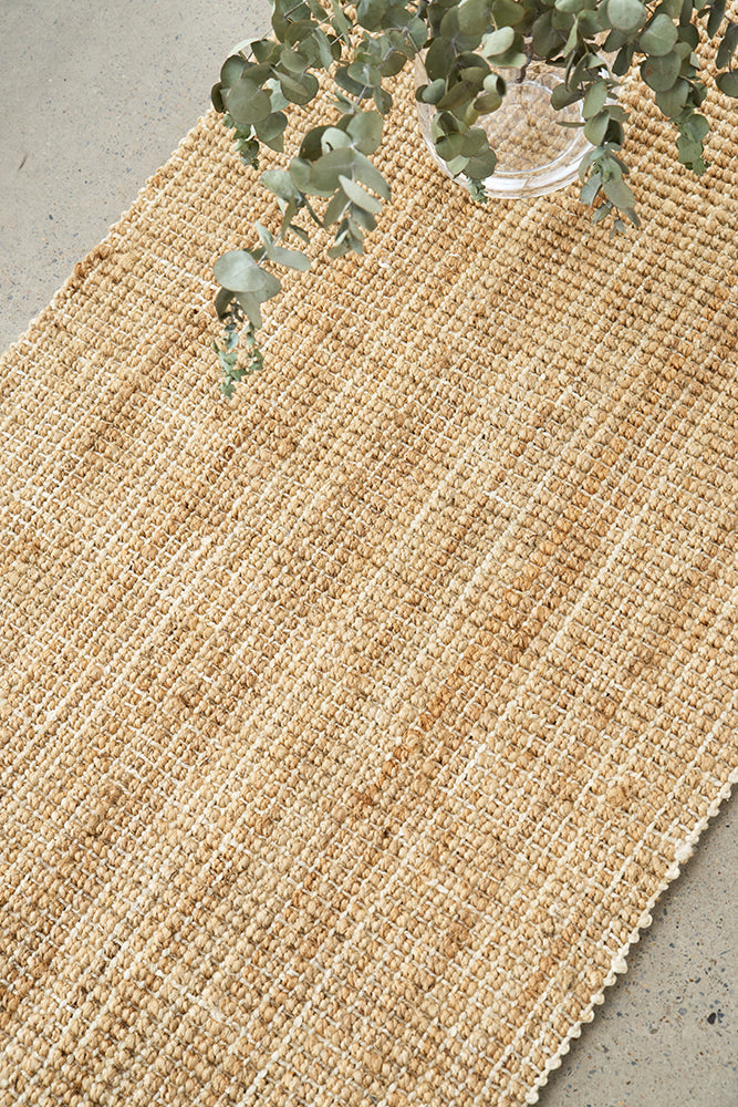 Marlo Natural Jute Modern Hand Loomed Pebble Pattern Hallway Runner Rug