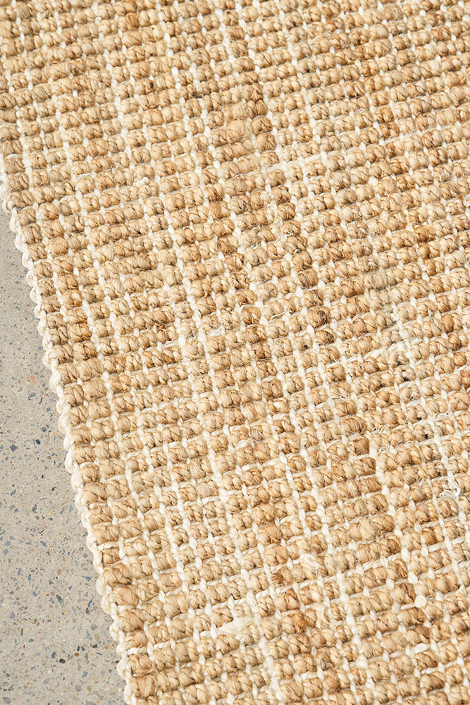 Marlo Natural Jute Modern Hand Loomed Pebble Pattern Hallway Runner Rug