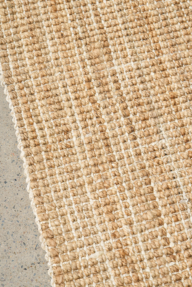 Marlo Natural Jute Modern Hand Loomed Pebble Pattern Rectangle Rug