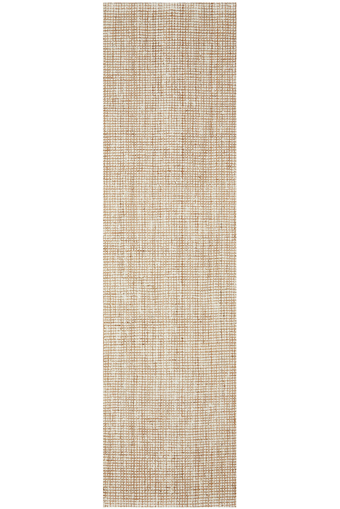 Marlo White and Natural Jute Modern Hand Loomed Pebble Pattern Rug