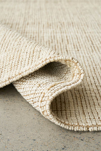 Thumbnail for Marlo White and Natural Jute Modern Hand Loomed Pebble Pattern Hallway Runner Rug