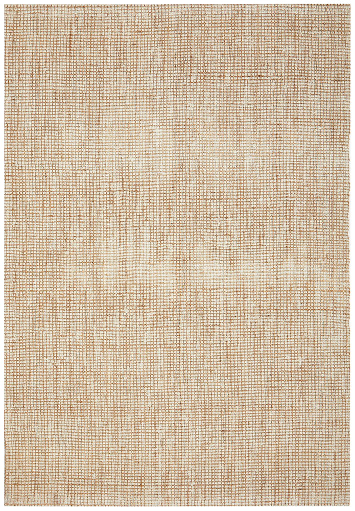 Marlo White and Natural Jute Modern Hand Loomed Pebble Pattern Rug