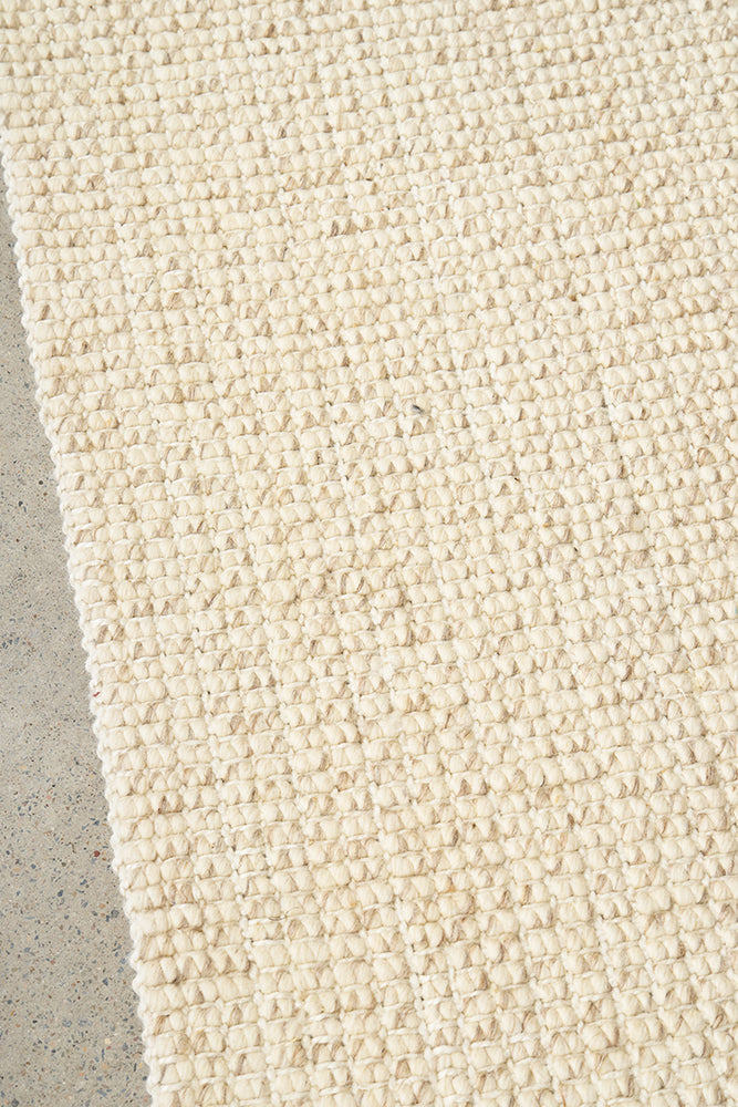 Parker Natural Cream Jute and Wool Modern Pebble Pattern Hallway Runner Rug