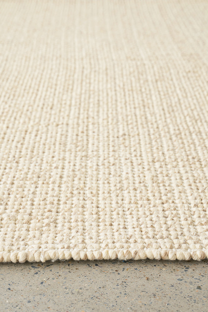 Parker Natural Cream Jute and Wool Modern Pebble Pattern Hallway Runner Rug